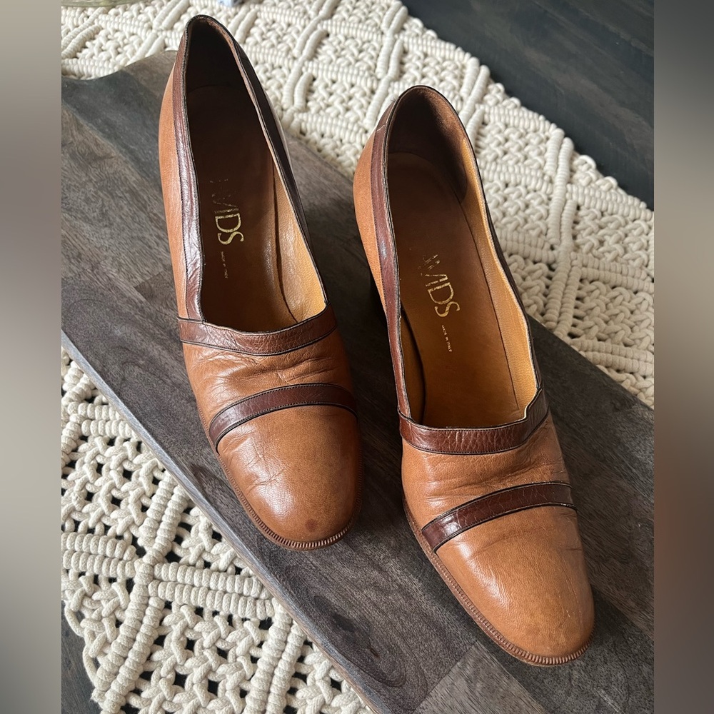 DAVIDS Vintage Wedge Shoes Brown Size 39.5 EUC
